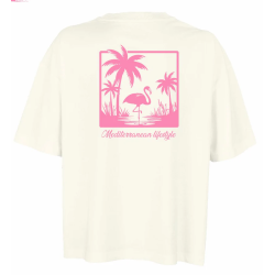 Kota Blue Teeshirt Femme Mediterranean Life Style Blanc Rose