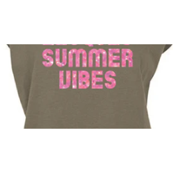 Kota Blue Teeshirt Femme Carro Summer Vibe Rose Pailleté - Vert Olive L