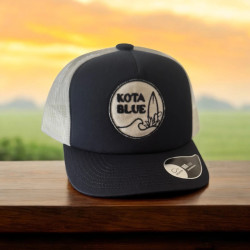 Kota Blue Casquette Retro Trucker - Bleu Carine/Crème, Patch Noir et Blanc Cassé