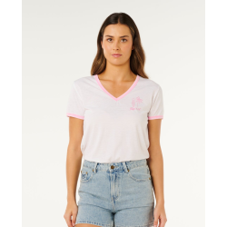 T-Shirt RIPCURL Hotel Malibu V-Neck Tee Optical White