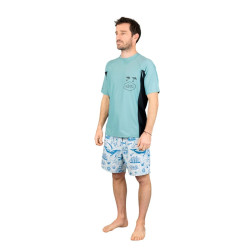 Lycra ALL IN Men Rashguard Hoodie Blue Green